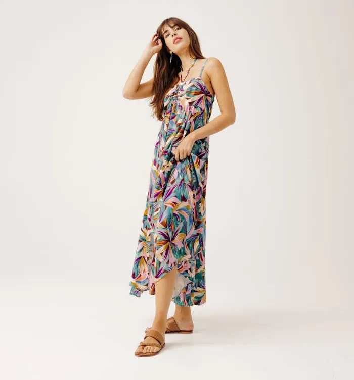 Women Long Patterned Dress 8211 Green Print Promod Dresses Women Long Patterned Dress 8211 Green Print Promod Dresses