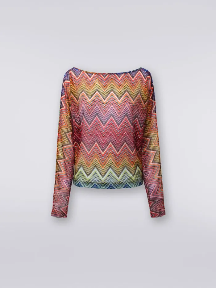 Women LongSleeved Blouse In Zigzag Print Fabric Multicoloured Missoni Beachwear