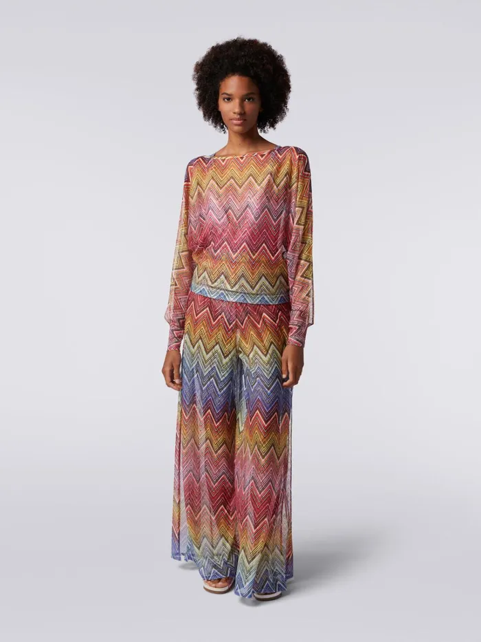 Women LongSleeved Blouse In Zigzag Print Fabric Multicoloured Missoni Beachwear
