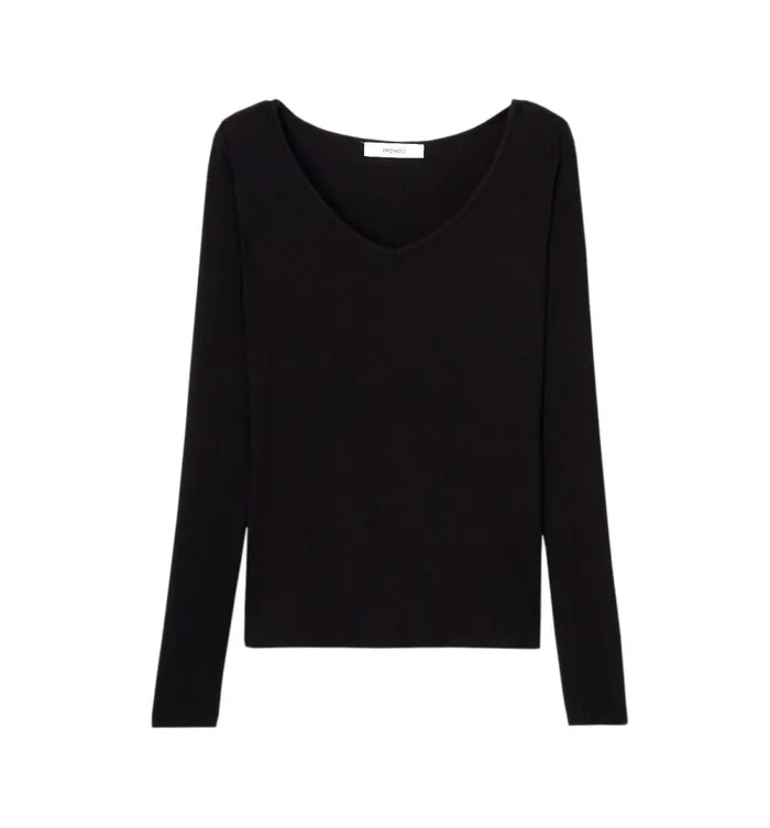 Women Long Sleeved Rib Top 8211 Black Promod Tops Women Long Sleeved Rib Top 8211 Black Promod Tops