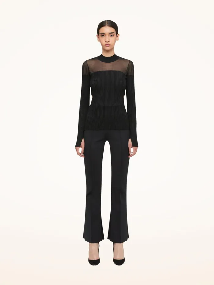 Women Longsleeved Tops Wolford Contoured Ribs Top Long Sleeve Black