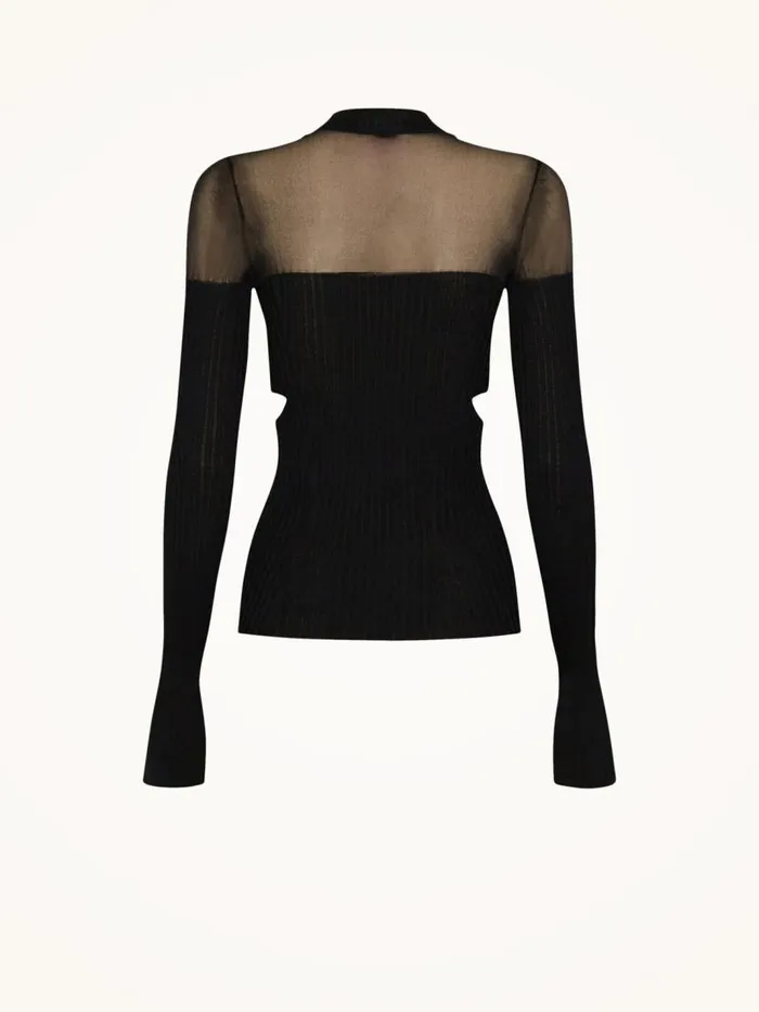 Women Longsleeved Tops Wolford Contoured Ribs Top Long Sleeve Black