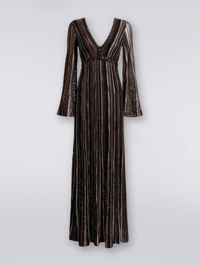 Women Long Vertical Striped Dress In Viscose Blend With Sequins Multicoloured Missoni Dresses Women Long Vertical Striped Dress In Viscose Blend With Sequins Multicoloured Missoni Dresses