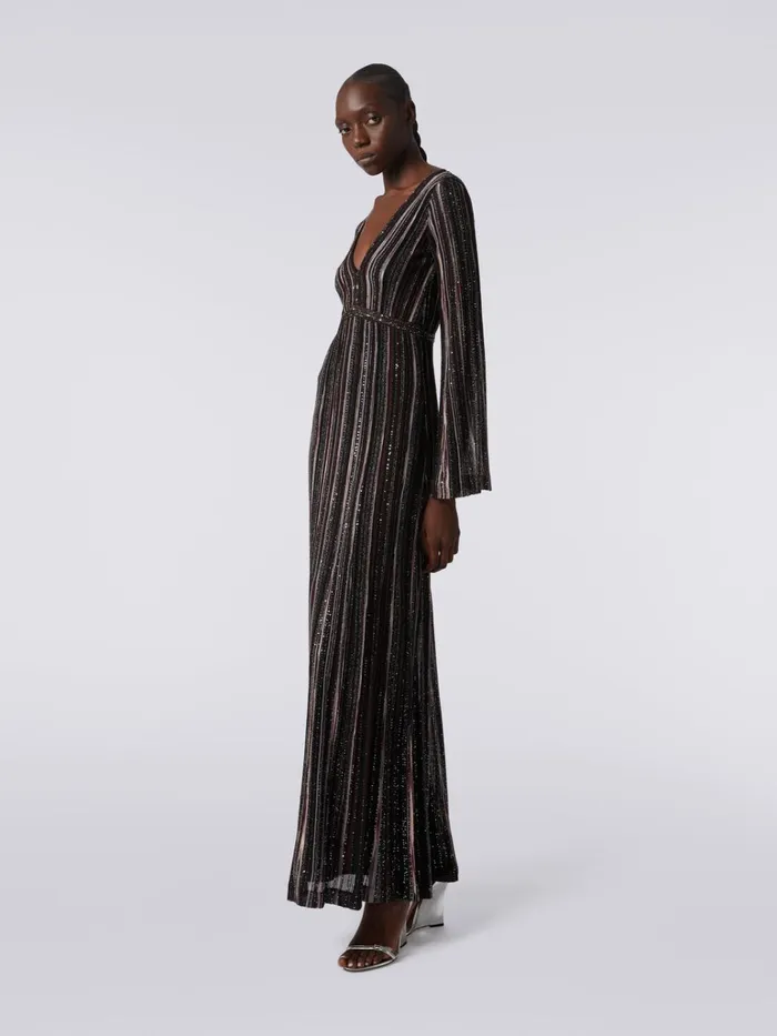 Women Long Vertical Striped Dress In Viscose Blend With Sequins Multicoloured Missoni Dresses Women Long Vertical Striped Dress In Viscose Blend With Sequins Multicoloured Missoni Dresses