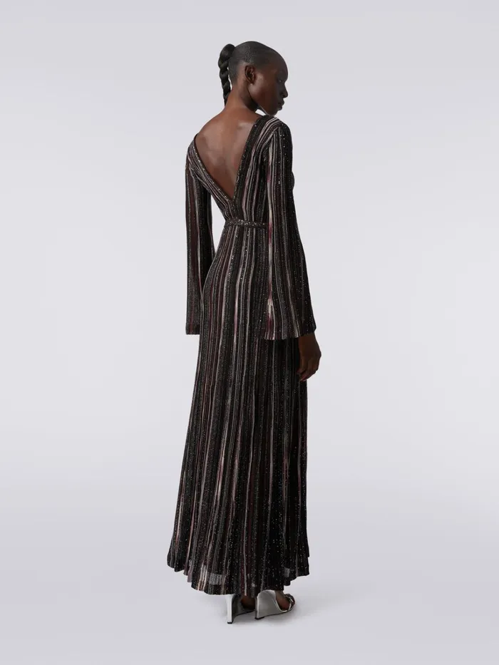 Women Long Vertical Striped Dress In Viscose Blend With Sequins Multicoloured Missoni Dresses Women Long Vertical Striped Dress In Viscose Blend With Sequins Multicoloured Missoni Dresses