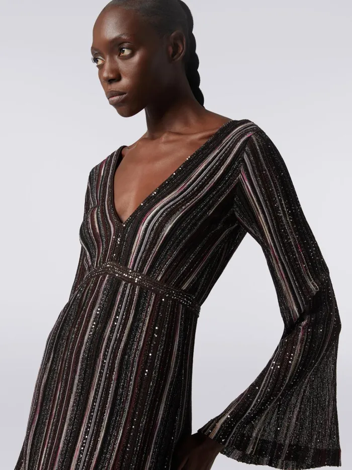 Women Long Vertical Striped Dress In Viscose Blend With Sequins Multicoloured Missoni Dresses Women Long Vertical Striped Dress In Viscose Blend With Sequins Multicoloured Missoni Dresses
