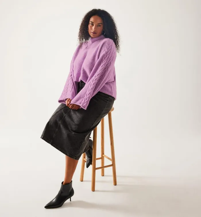 Women Loose RaisedNeckline Jumper 8211 Lilac Promod Jumpers And Cardigans