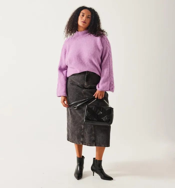 Women Loose RaisedNeckline Jumper 8211 Lilac Promod Jumpers And Cardigans Women Loose RaisedNeckline Jumper 8211 Lilac Promod Jumpers And Cardigans