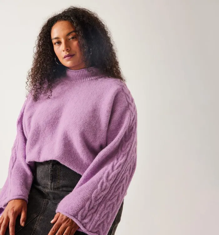 Women Loose RaisedNeckline Jumper 8211 Lilac Promod Jumpers And Cardigans Women Loose RaisedNeckline Jumper 8211 Lilac Promod Jumpers And Cardigans