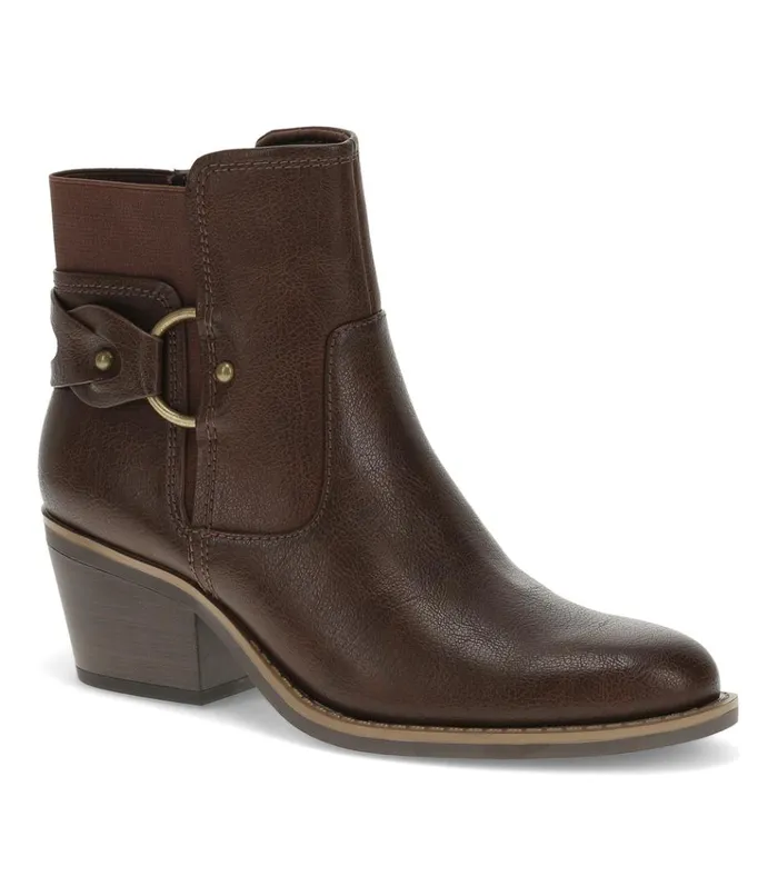 Women Luella Block Heel Bootie Dark Brown Baretraps Booties