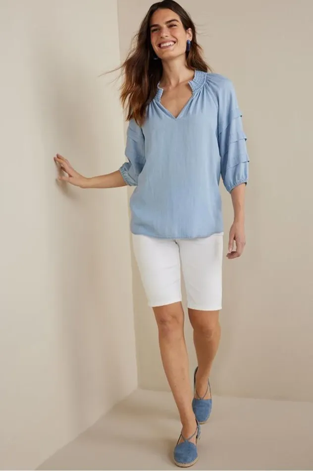 Women Marisol Tencel Top Light Chambray Soft Surroundings Tops Women Marisol Tencel Top Light Chambray Soft Surroundings Tops