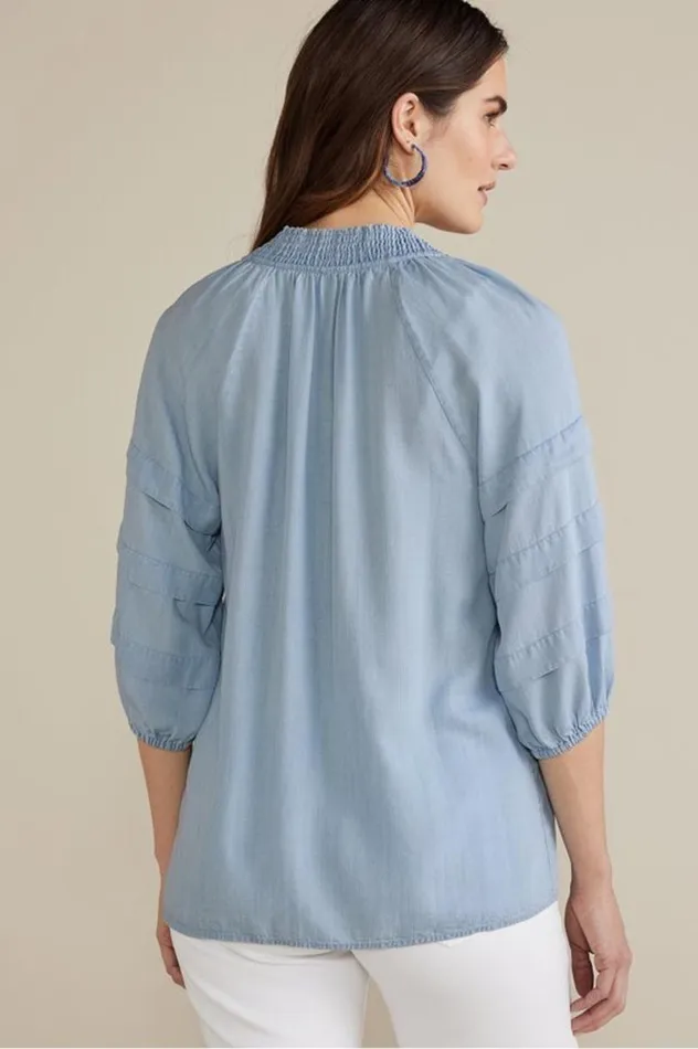 Women Marisol Tencel Top Light Chambray Soft Surroundings Tops Women Marisol Tencel Top Light Chambray Soft Surroundings Tops