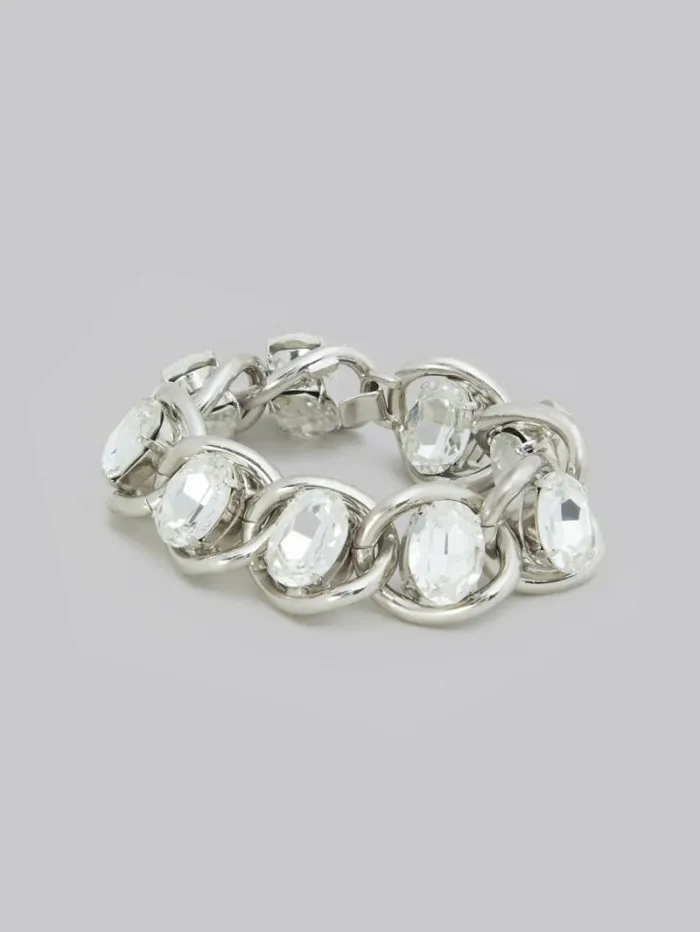 Women Marni Bracelets Chunky Chain Bracelet With Rhinestones