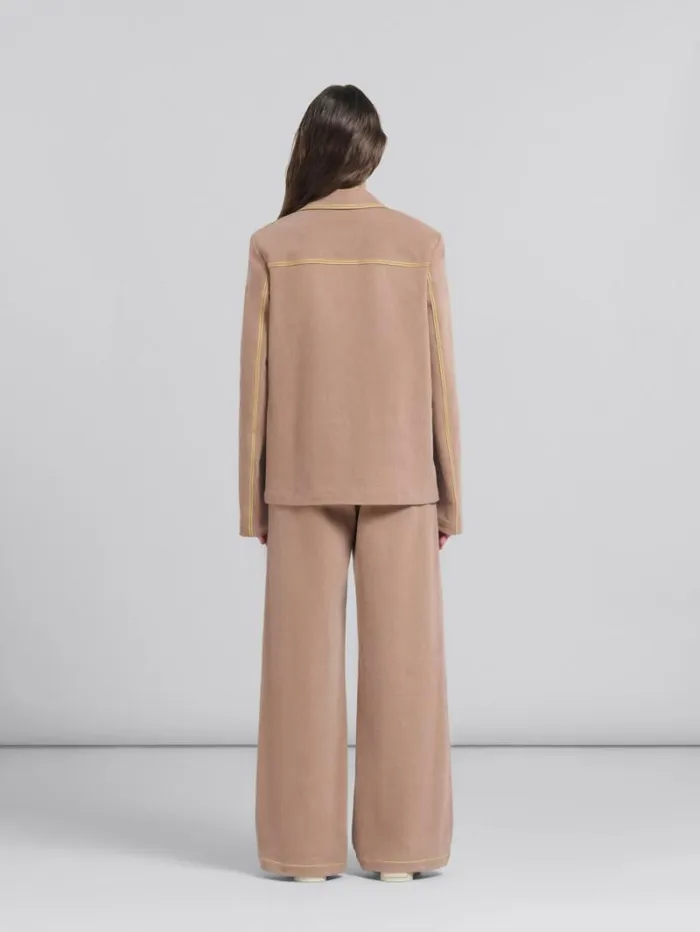 Women Marni Coats and Jackets Brown Organic Denim Blazer With Contrast Stitching