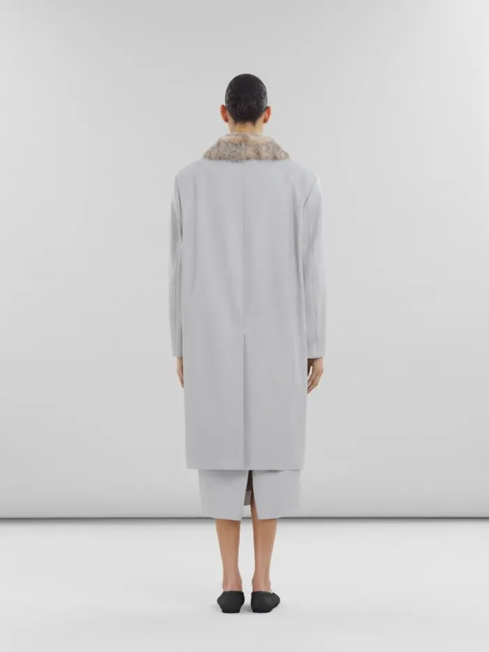 Women Marni Coats and Jackets Grey Nappa Coat With Shearling Collar
