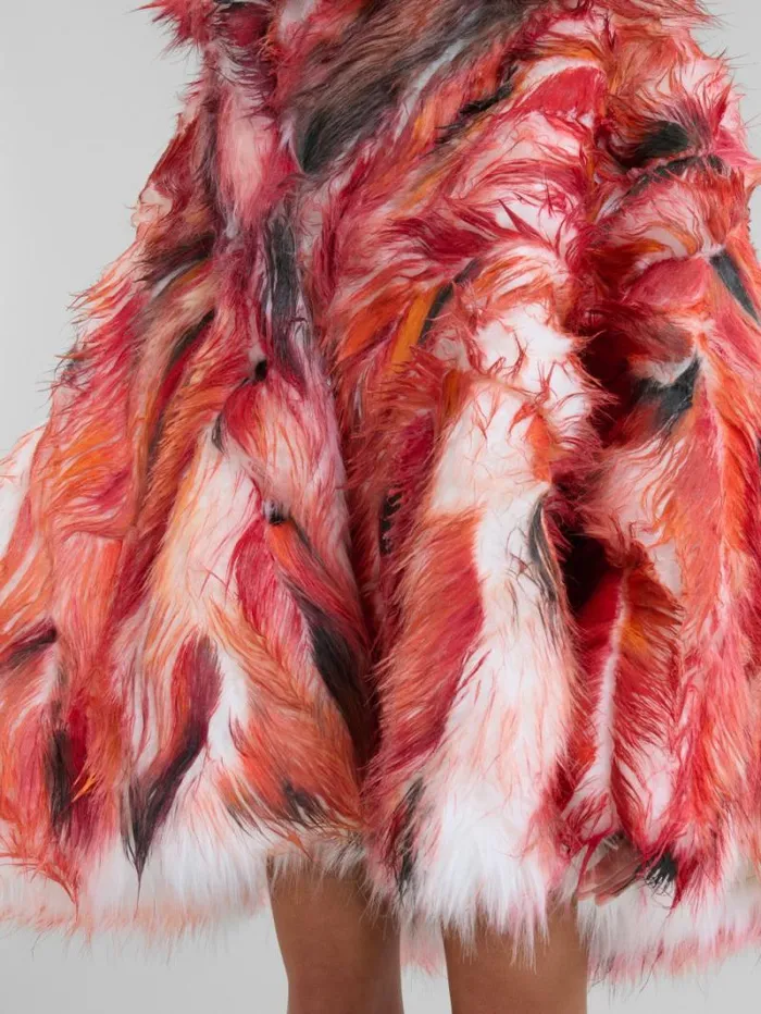 Women Marni Coats and Jackets Red Long Hair Flared Coat