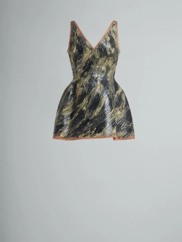 Women Marni Dresses Grey HandPainted Duchesse Corset Dress