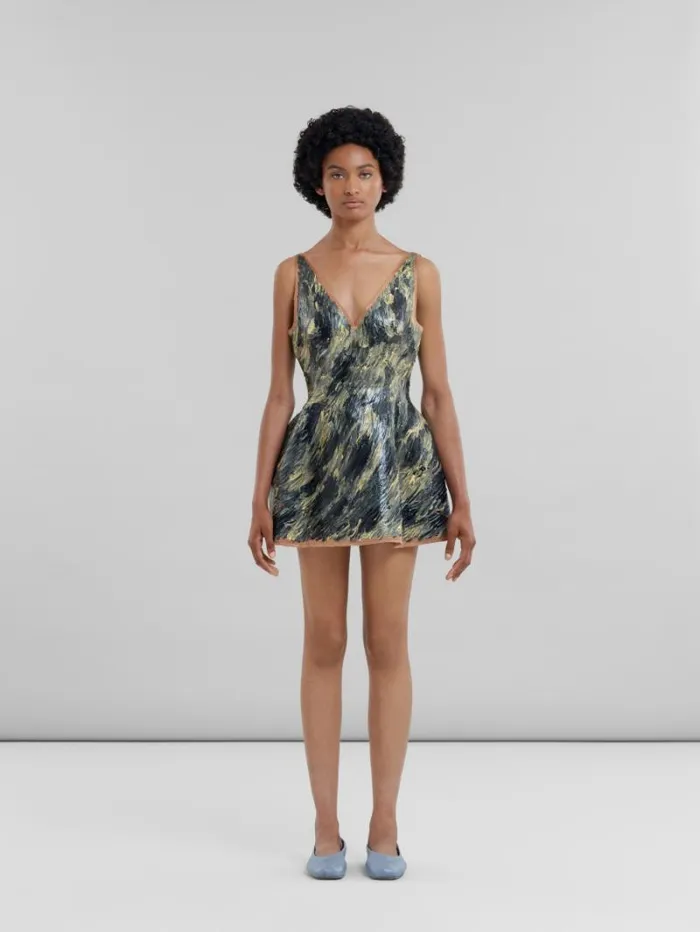 Women Marni Dresses Grey HandPainted Duchesse Corset Dress