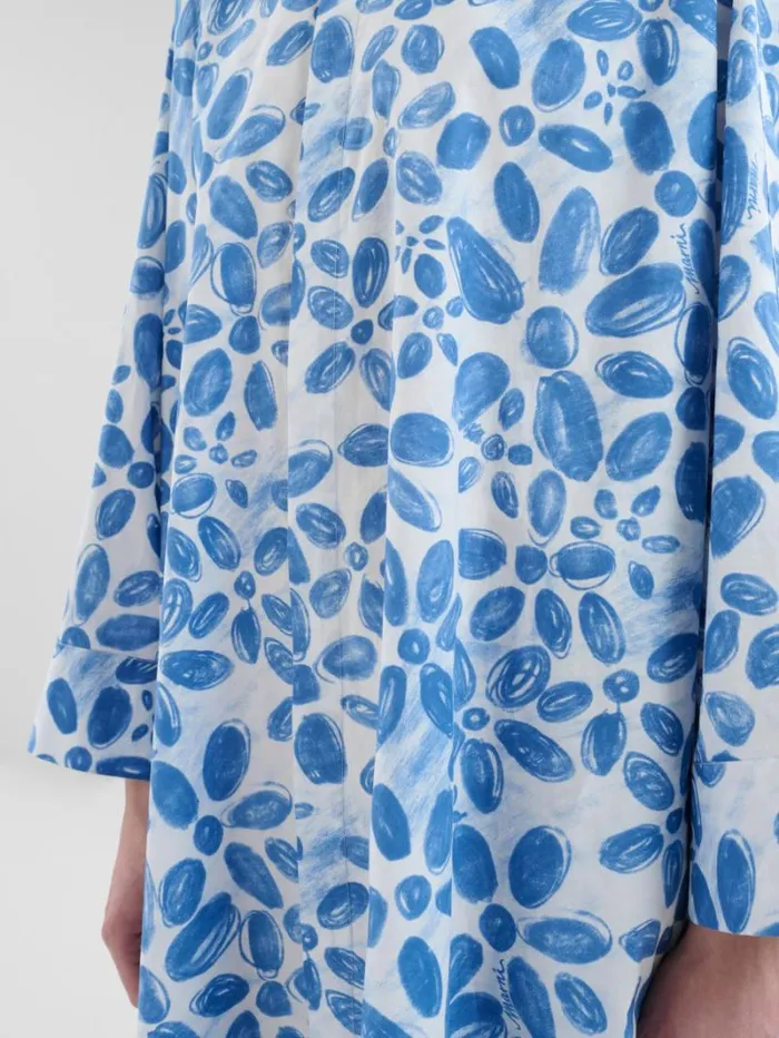 Women Marni Dresses White Poplin Cocoon Dress With Blooming Print