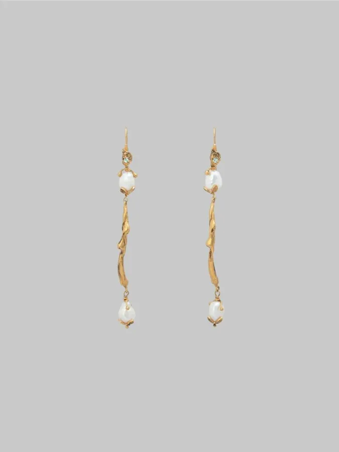 Women Marni Earrings Gold Dangle Earrings With River Pearls