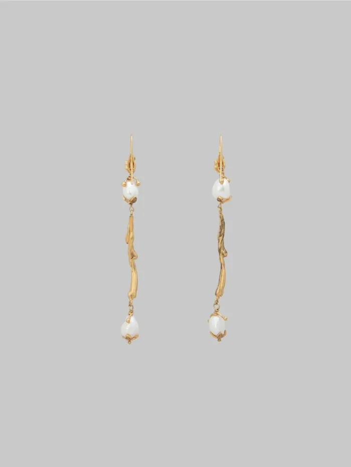 Women Marni Earrings Gold Dangle Earrings With River Pearls