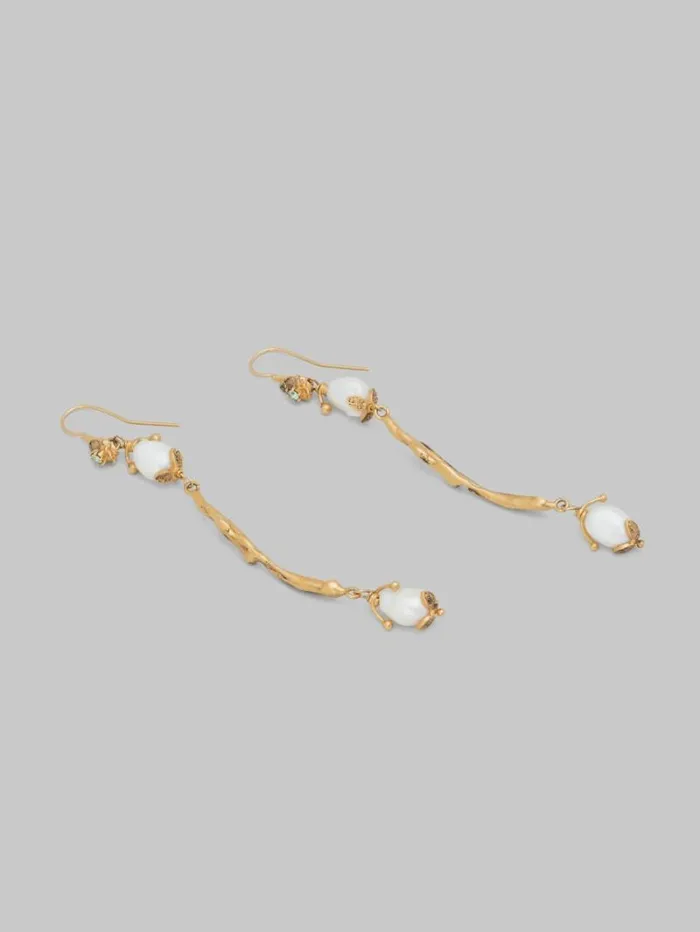 Women Marni Earrings Gold Dangle Earrings With River Pearls