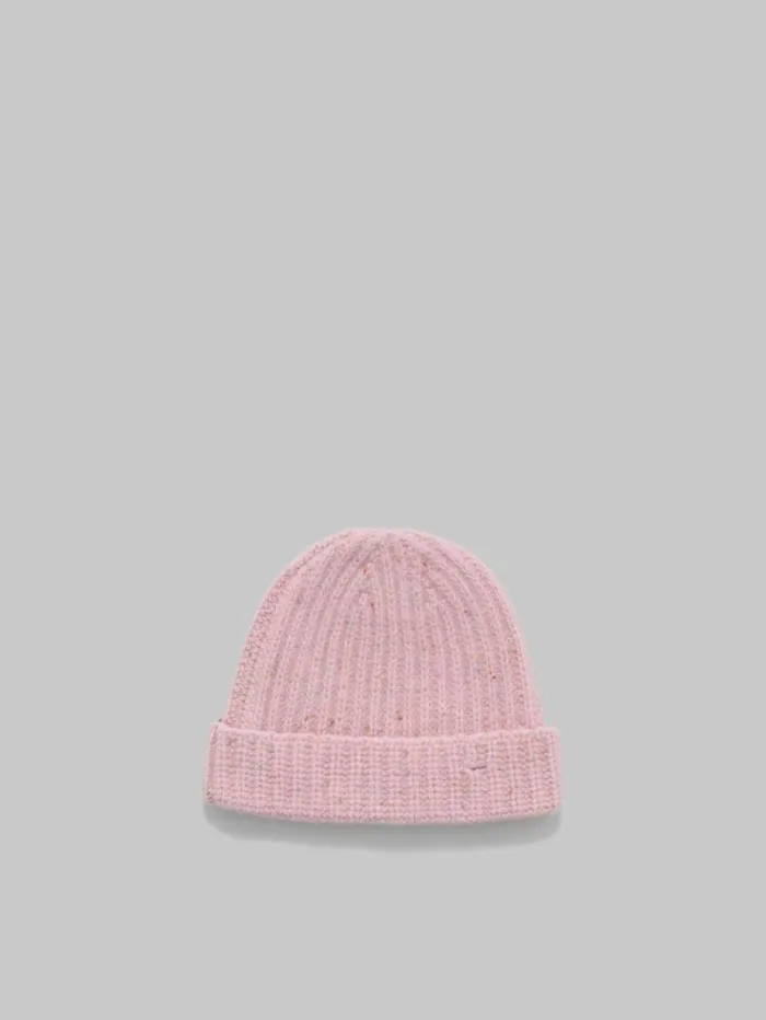 Women Marni Hats Pink Shetland Wool Beanie With Marni Mending