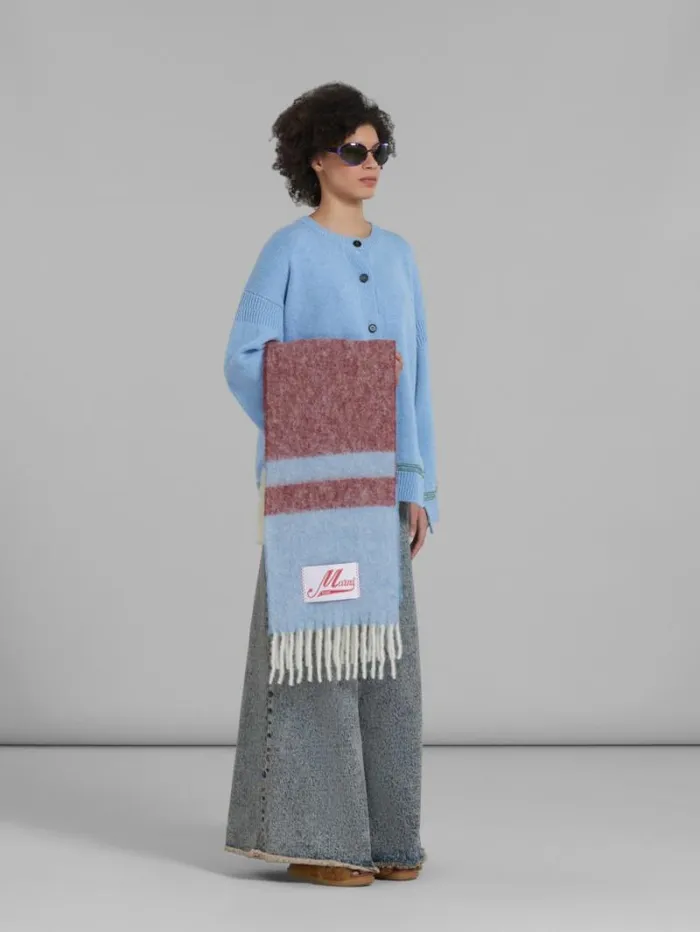 Women Marni Knitwear Blue Wool Cardigan With Kimono Sleeves