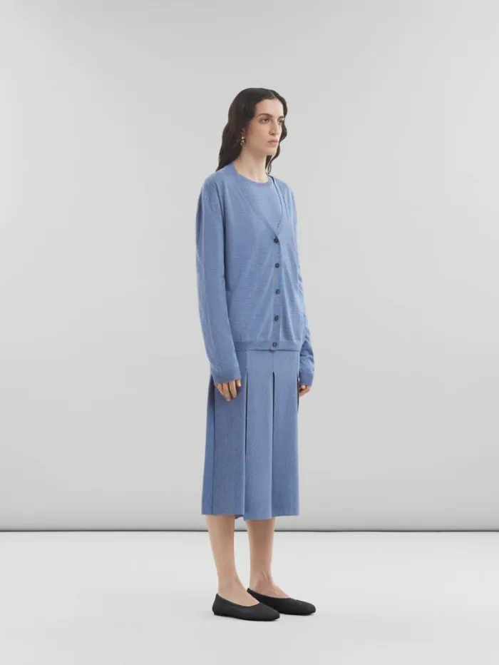 Women Marni Knitwear Blue WoolSilk CrewNeck Jumper With Marni Mending