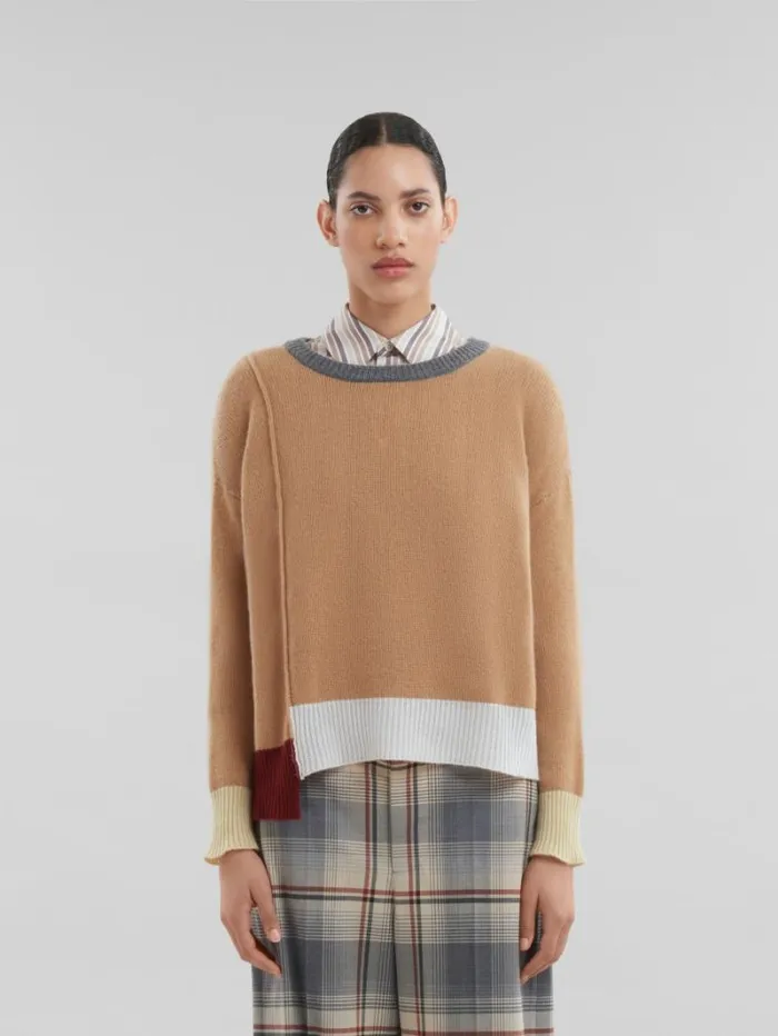 Women Marni Knitwear Brown ColourBlock Cashmere Jumper