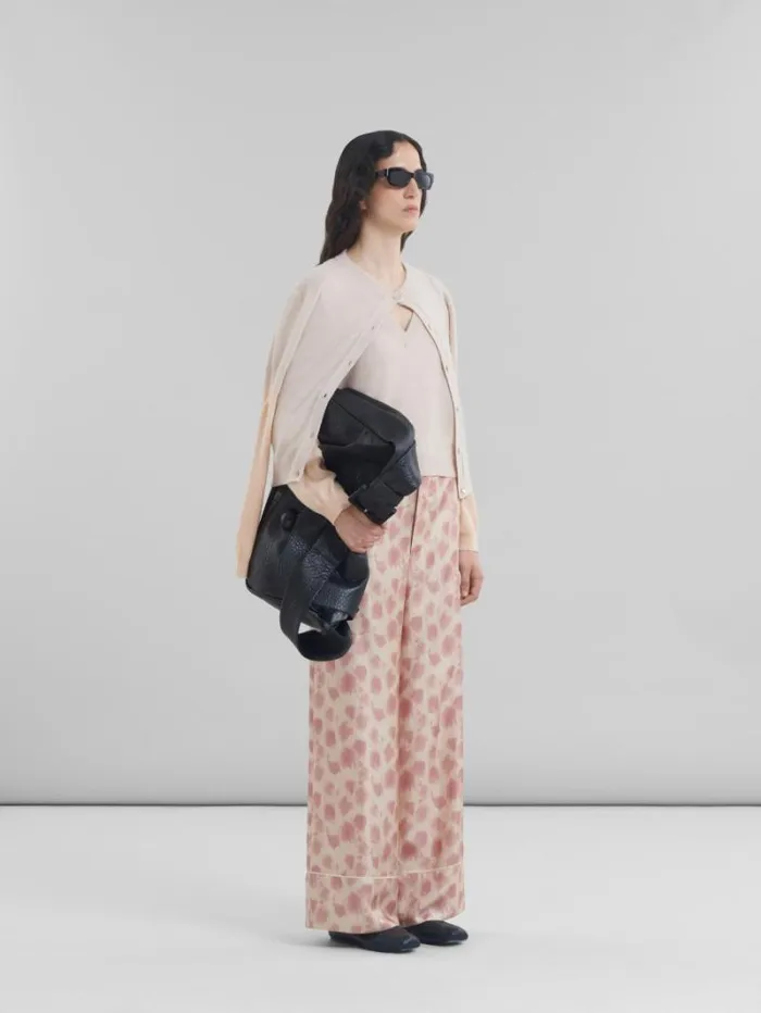 Women Marni Knitwear Peach Pink Wool And Cashmere Color Block Cardigan