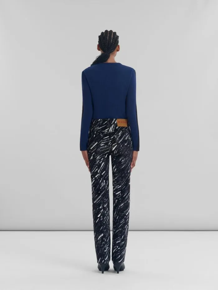 Women Marni Pants Black Flocked Jeans With Crayon Print