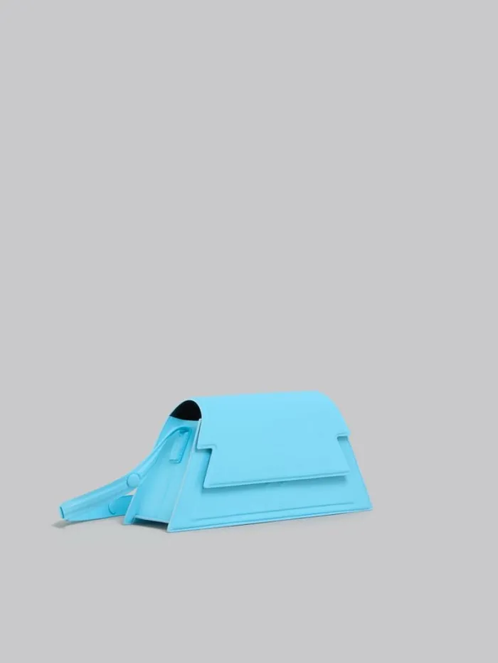 Women Marni Shoulder Bags Medium Trunkoise Bag In Smooth Light Blue Leather