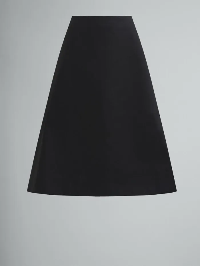 Women Marni Skirts Black Organic Cotton Satin Flared Skirt