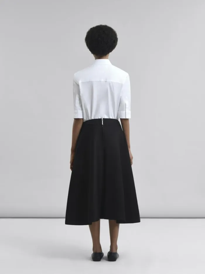 Women Marni Skirts Black Organic Cotton Satin Flared Skirt
