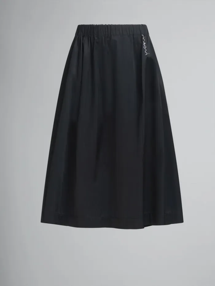 Women Marni Skirts Black Taffeta Wide Skirt With Marni Symbol
