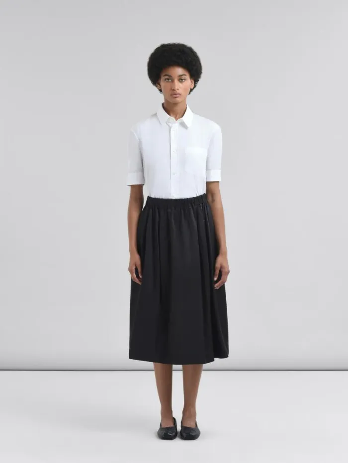 Women Marni Skirts Black Taffeta Wide Skirt With Marni Symbol