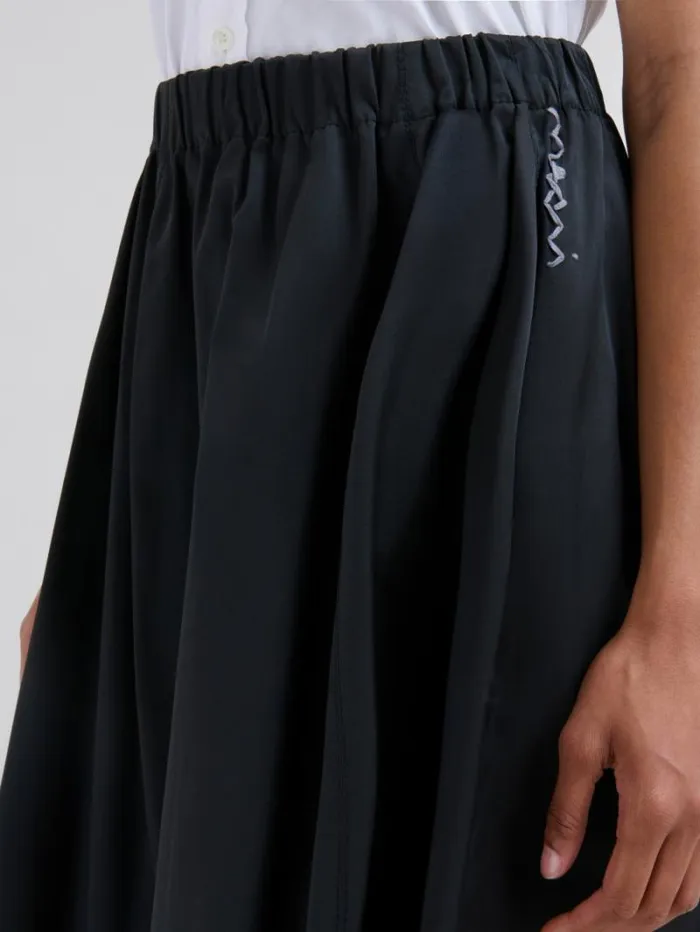 Women Marni Skirts Black Taffeta Wide Skirt With Marni Symbol