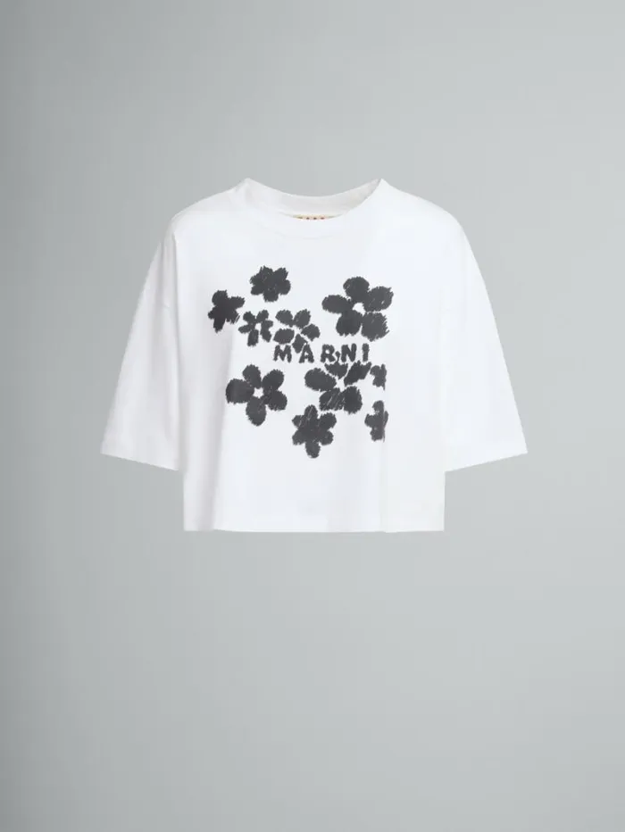 Women Marni Tops and Tshirts Daisy Garden Print Jersey Cotton TShirt