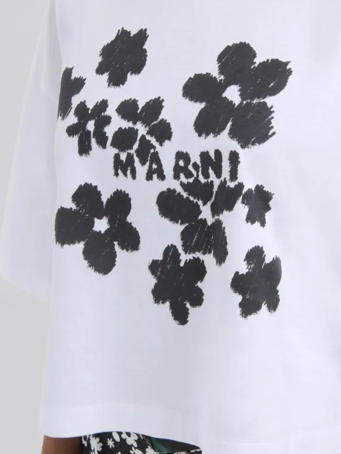 Women Marni Tops and Tshirts Daisy Garden Print Jersey Cotton TShirt