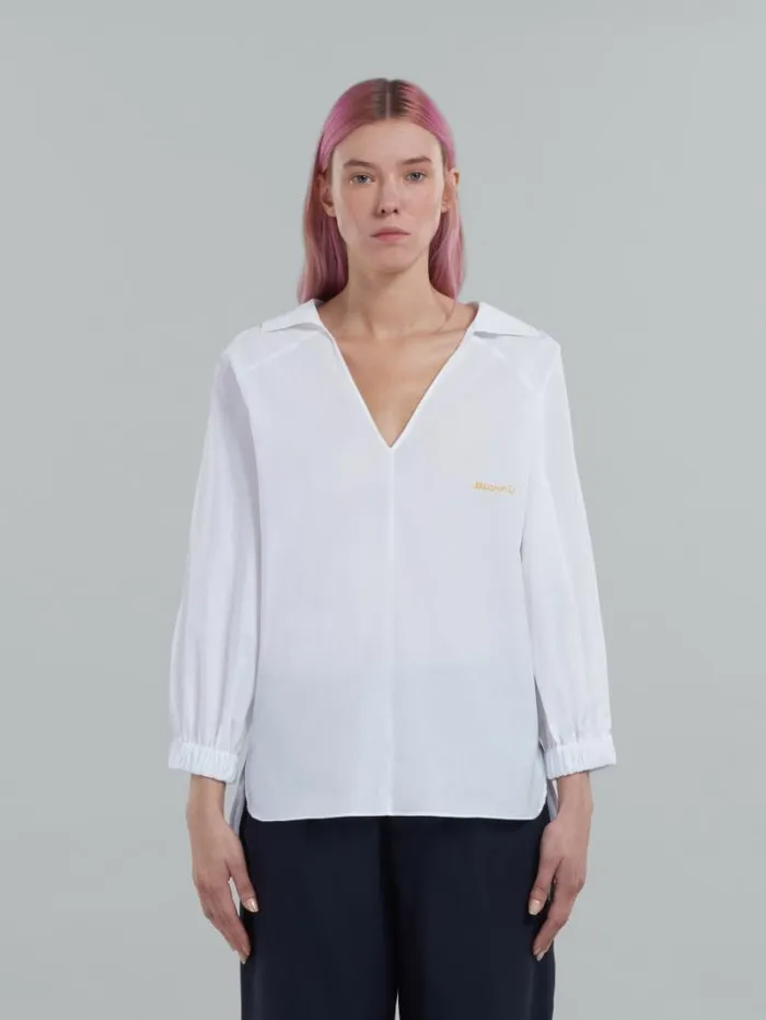 Women Marni Tops and Tshirts SquareNeck Top In White Organic Poplin