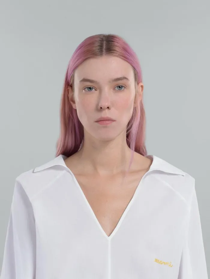Women Marni Tops and Tshirts SquareNeck Top In White Organic Poplin