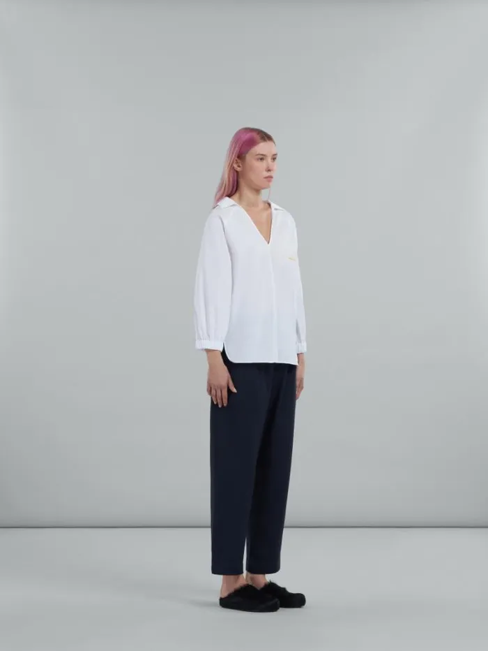 Women Marni Tops and Tshirts SquareNeck Top In White Organic Poplin