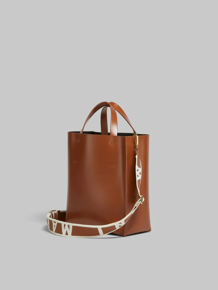 Women Marni Tote Bags Museo Small Bag In Brown Leather