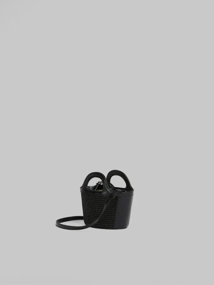 Women Marni Tropicalia Bag Tropicalia Micro Bag In Black Leather And RaffiaEffect Fabric