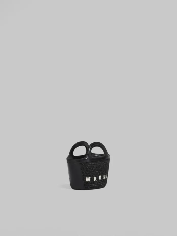 Women Marni Tropicalia Bag Tropicalia Micro Bag In Black Leather And RaffiaEffect Fabric