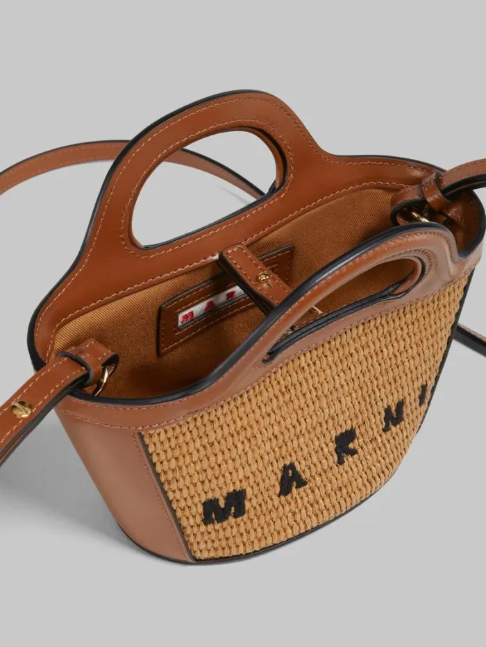 Women Marni Tropicalia Bag Tropicalia Micro Bag In Brown Leather And RaffiaEffect Fabric