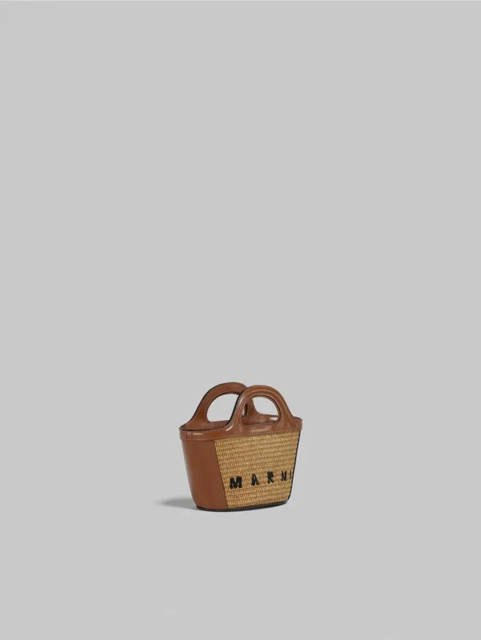 Women Marni Tropicalia Bag Tropicalia Micro Bag In Brown Leather And RaffiaEffect Fabric
