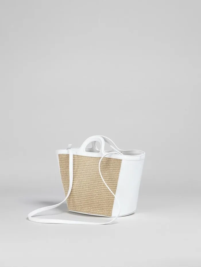 Women Marni Tropicalia Bag Tropicalia Small Bag In White Leather And RaffiaEffect Fabric
