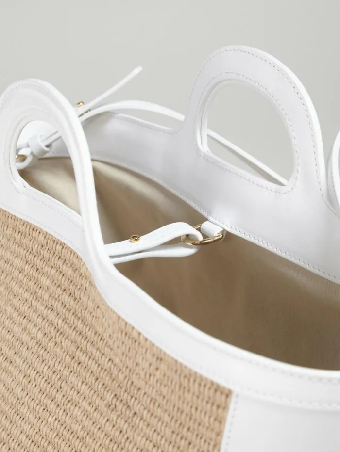 Women Marni Tropicalia Bag Tropicalia Small Bag In White Leather And RaffiaEffect Fabric